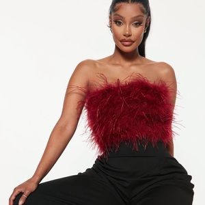 NWT Burgundy Feather Bandeau Top
